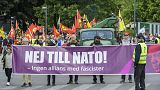 Протест против вступления Швеции в НАТО в Стокгольме
