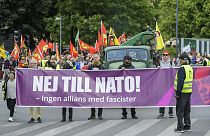 Протест против вступления Швеции в НАТО в Стокгольме
