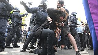 صدامات بين متظاهرين من اليسار المتطرف والشرطة، لايبزيغ، ألمانيا، 3 يونيو 2023.