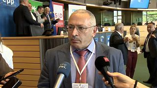 Der langjährige Putin-Kritiker Michail Chodorkowski am Montag in Brüssel