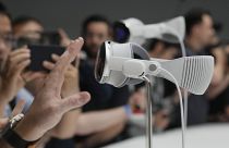 The Apple Vision Pro headset is displayed in a showroom on the Apple campus in Cupertino, Calif., at the company's annual developers conference, Monday, June 5, 2023. 