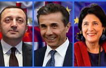 Irakli Garibasvili miniszterelnök, Bidzina Ivanisvili üzletember, a Grúz Álom alapítója és •	Szalome Zurabisvili államfő