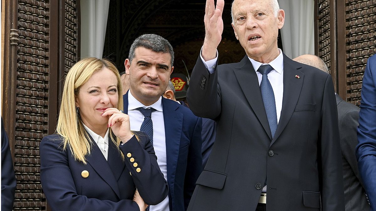الرئيس التونسي قيس سعيد ورئيسة الوزراء البريطانية جيورجيا ميلوني - تونس