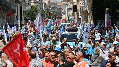 Demonstrators took to the streets in major cities across France for the 14th day of action against the government's pension reform, 6 June 2023