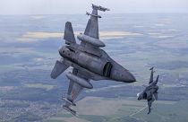 F-16 ВВС Португалии, участвующие в миссии НАТО по патрулированию воздушного пространства Балтии, 22 мая 2023