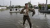 Rescate de animales en las zonas inundadas de Jersón