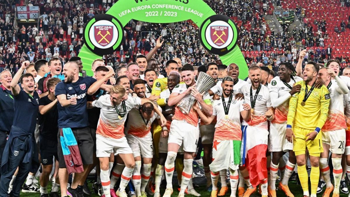 West Ham a remporté la finale de la Ligue Europa Conférence, à Prague, le 7 juin 2023.