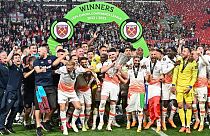 West Ham a remporté la finale de la Ligue Europa Conférence, à Prague, le 7 juin 2023.
