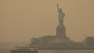 مجسمه آزادی در مه