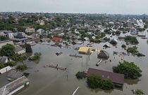 Затопленный населённый пункт в районе Каховской ГЭС