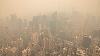 New York City is covered in haze as photographed from the Empire State Building observatory, Wednesday, 7 June 2023.