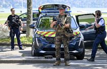 Polícia no local do ataque em Annecy