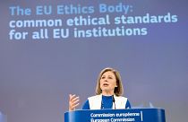 On 8 June 2023, Vera Jourová, Vice-President of the European Commission in charge of Values and Transparency, gives a press conference on the EU Ethics Body. 