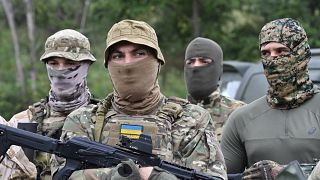Fighters from the Dzhokhar Dudayev battalion in Ukraine