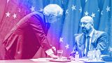 European Council President Charles Michel and European Union Foreign policy chief Josep Borrell speak ahead of a EU China summit, April 2022