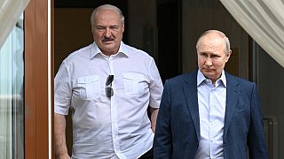 Le président russe Vladimir Poutine et son homologue bélarusse Alexandre Loukachenko, 9 juin 2023.