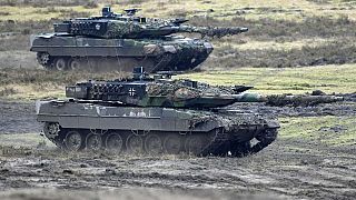 Γερμανικά άρματα Leopard 2 που συμμετέχουν στις επιχειρήσεις του ουκρανικού στρατού