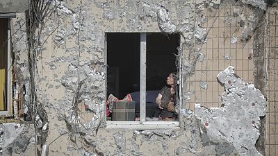Ein Wohnhaus in Odessa nach einem massiven russischen Drohnenangriff, Ukraine, 10. Juni 2023