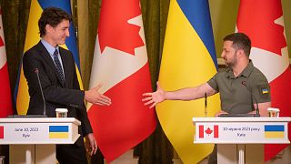 دیدار ولودیمیر زلنسکی رئیس جمهور اوکراین و جاستین ترودو نخست وزیر کانادا