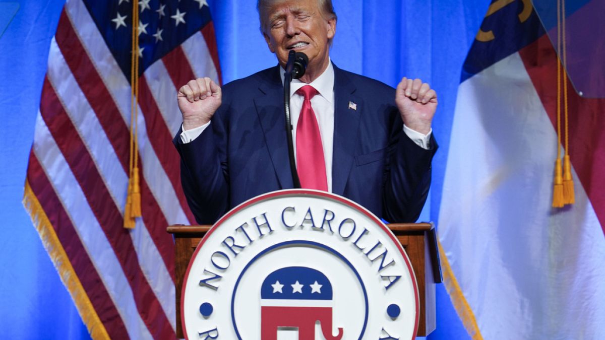 Donald Trump en meeting à Greensboro en Caroline du nord, le 10 juin 2023, USA