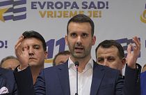 El líder de "Europa Ahora, Milojko Spajic, tras conocerse los resultados electorales. 