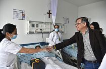 Colombia's President Gustavo Petro visits the children in hospital  