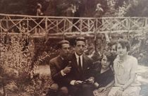 José Antonio Marco Viedma (left) with his sister Carmen and friends.