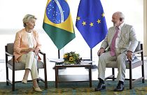 Der brasilianische Präsident Luiz Inacio Lula da Silva und die Präsidentin der EU-Kommission Ursula von der Leyen im Planalto-Palast in Brasilia, Brasilien, 12.6.2023