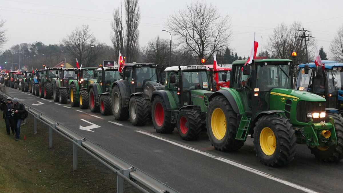 Una manifestazione di agricoltori in Polonia