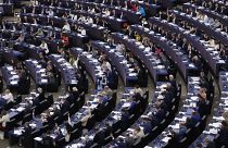 Lawmakers vote on the Artificial Intelligence act Wednesday, June 14, 2023 at the European Parliament in Strasbourg, eastern France.