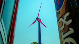 This pink and purple wind turbine is making Glastonbury Festival even greener this year.