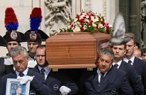 The coffin of Silvio Berlusconi is brought into the Duomo Cathedral