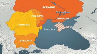 Carte des pays voisins de l'Ukraine et frontaliers de la mer Noire