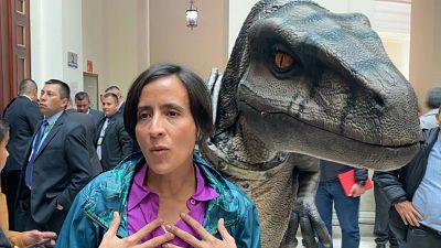 أثناء مناقشة ملف الصحة فى الجلسة العامة لمجلس النواب الكولومبى، ظهر ديناصور وقاطع الجلسة