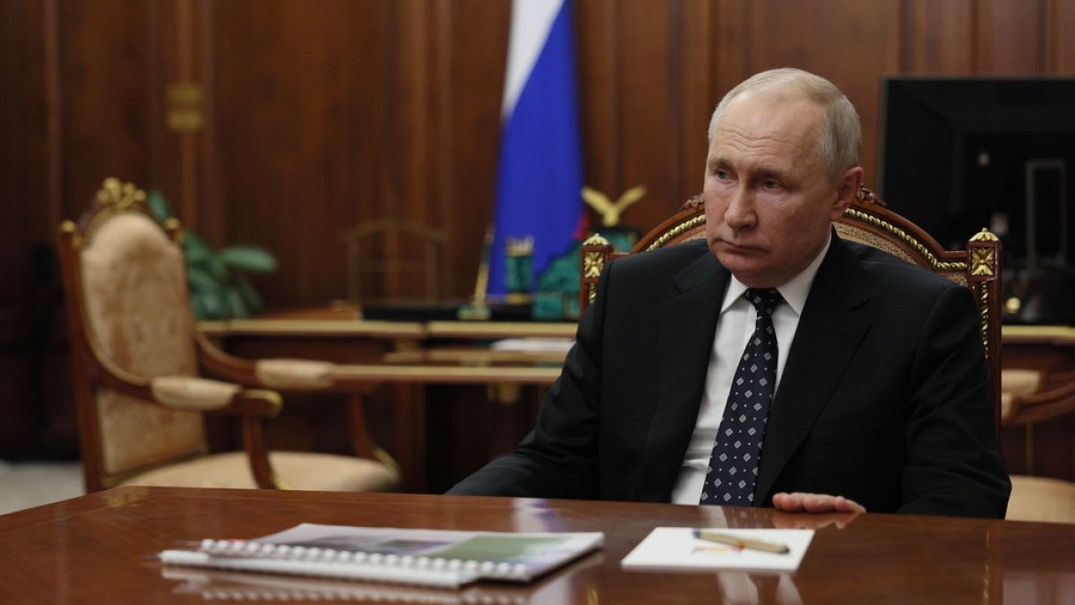 Vlagyimir Putyin orosz elnök a Kremlben 2023. június 14-én