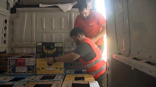 Beladung eines Hilfstransports für die Flutopfer in der Ukraine