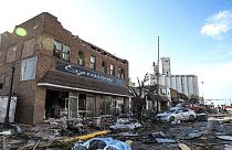 Des dommages causés par une tornade dans la petite ville de Perryton, au Texas, Etats-Unis 16 juin 2023