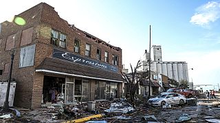 Des dommages causés par une tornade dans la petite ville de Perryton, au Texas, Etats-Unis 16 juin 2023