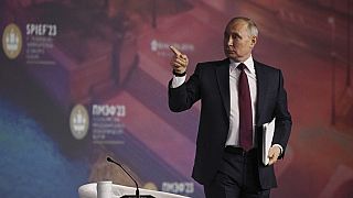 Wladimir Putin in St. Petersburg am 16. Juni 2023