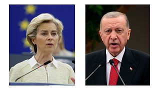 فن در لاین (تصویر چپ) و اردوغان (تصویر راست)