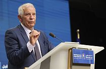 European Union foreign policy chief Josep Borrell speaks during a media conference at the European Council, Thursday, June 15, 2023