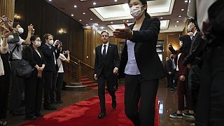 US-Außenminister Antony Blinken bei seiner Ankunft im Staatlichen Gästehaus Diaoyutai in Peking, China, 19. Juni 2023.