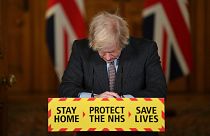 Boris Johnson as Prime Minister at a COVID-19 news conference. A report found he had misled Parliament over parties during lockdown. 