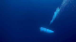 This undated image courtesy of OceanGate Expeditions, shows their Titan submersible during a descent.