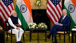 رئيس الولايات المتحدة الأمريكية جو بايدن ورئيس الوزراء الهندي ناريندرا مودي في طوكيو، اليابان.