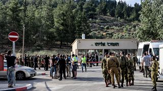 عناصر قوات إسرائيلية في موقع هجوم بالقرب من مستوطنة إيلي شمال الضفة الغربية المحتلة. 2023/06/20