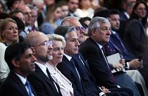 Le Premier ministre britannique Rishi Sunak, son homologue ukrainien Denys Shmyhal, la présidente de la Commission europénenne Ursula von der Leyen, l'Américain Antony Blinken