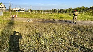 Site of a downed drone in Kalininets, outside Moscow, June 21st 2023