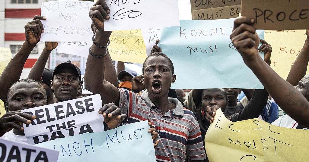 Sierra Leone opposition supporters protest against electoral body