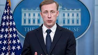 White House national security adviser Jake Sullivan speaks at a press briefing at the White House in Washington, April 24, 2023.